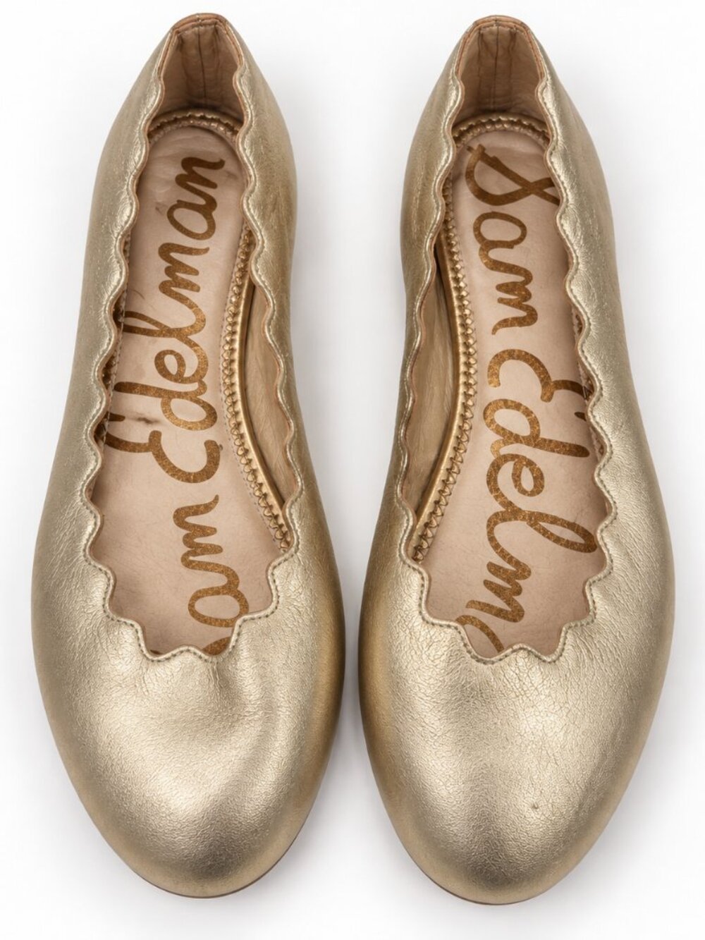 Sam Edelman Augusta Metallic Gold Scalloped Ballet Flats Size 9M